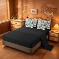 thumbnail image 3 of meiyoeat Cattle Pattern Monogram J 7-Piece Twin Bedding For Boys,Rustic Leopard Print Bedding Comforter Set,Black Reversible, 3 of 7