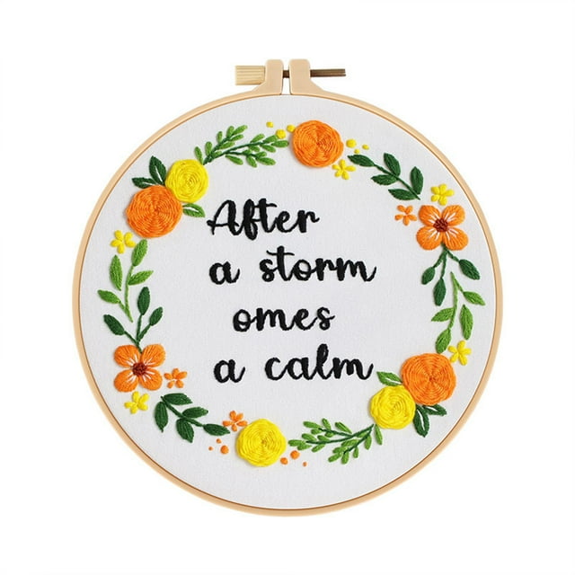 EastVita Embroidery Kit, Embroidery Starter Kit with Embroidery Cloth, 3 Needles, Frame, Thread, DIY Motivational Floral Needlepoint Kit for Living Room, Bedroom