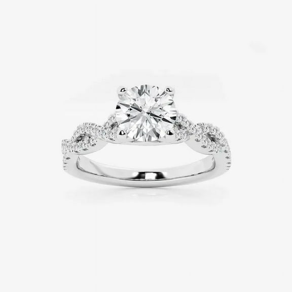 Zoya Jewel Round Cut 2 Ct Anniversary Ring – 14K White Gold Plated – Wedding Promise Jewelry – Daily Split Shank Engagement Ring for Her