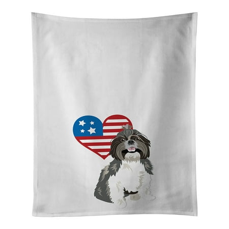 

Shih-Tzu Silver and White #2 Patriotic White Kitchen Towel Set of 2 19 in x 28 in