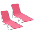 thumbnail image 1 of vidaXL Chaises Longues Pliantes 2 Pcs Acier et Tissu Rose, 1 of 5