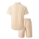 thumbnail image 3 of Ceisia Men's Solid Color Short Sleeve Button-Down Shirt & Shorts Set Casual Summer Outfit Khaki XXXL Gifts, 3 of 8