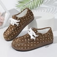 thumbnail image 4 of EKVAHL Women's Lace Up Casual Shoes, Orthopedic Tennis Sneakers Walking Shoes, Washed Suede Polka Dot Arch Support Wide Fit Daily Shopping Weekend Outdoor Shoes Brown, 4 of 5