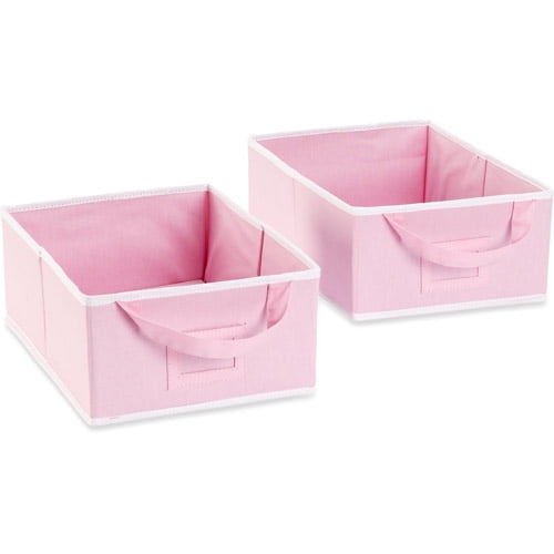 Seed Sprout Set of 2 Small Canvas Storage Box, Pink