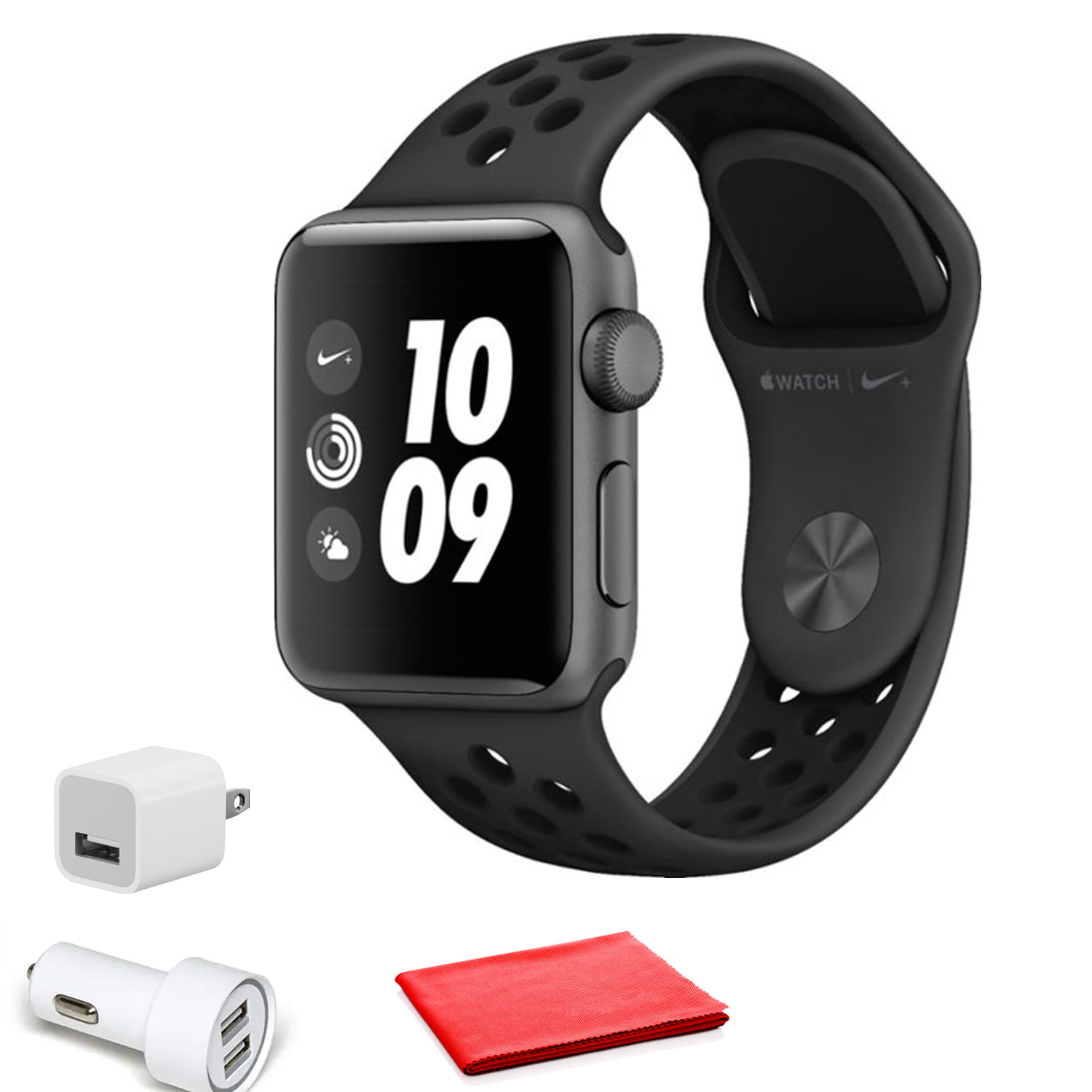 Apple Watch Nike+ Series 3 GPS, 38mm Space Gray + Black Band with USB  Adapter (New-Open Box)