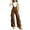 Khaki, variant on Vintage Cargo Button Pocket Long Jumpsuits for Women Crew Neck Sleeveless Western Style Overalls