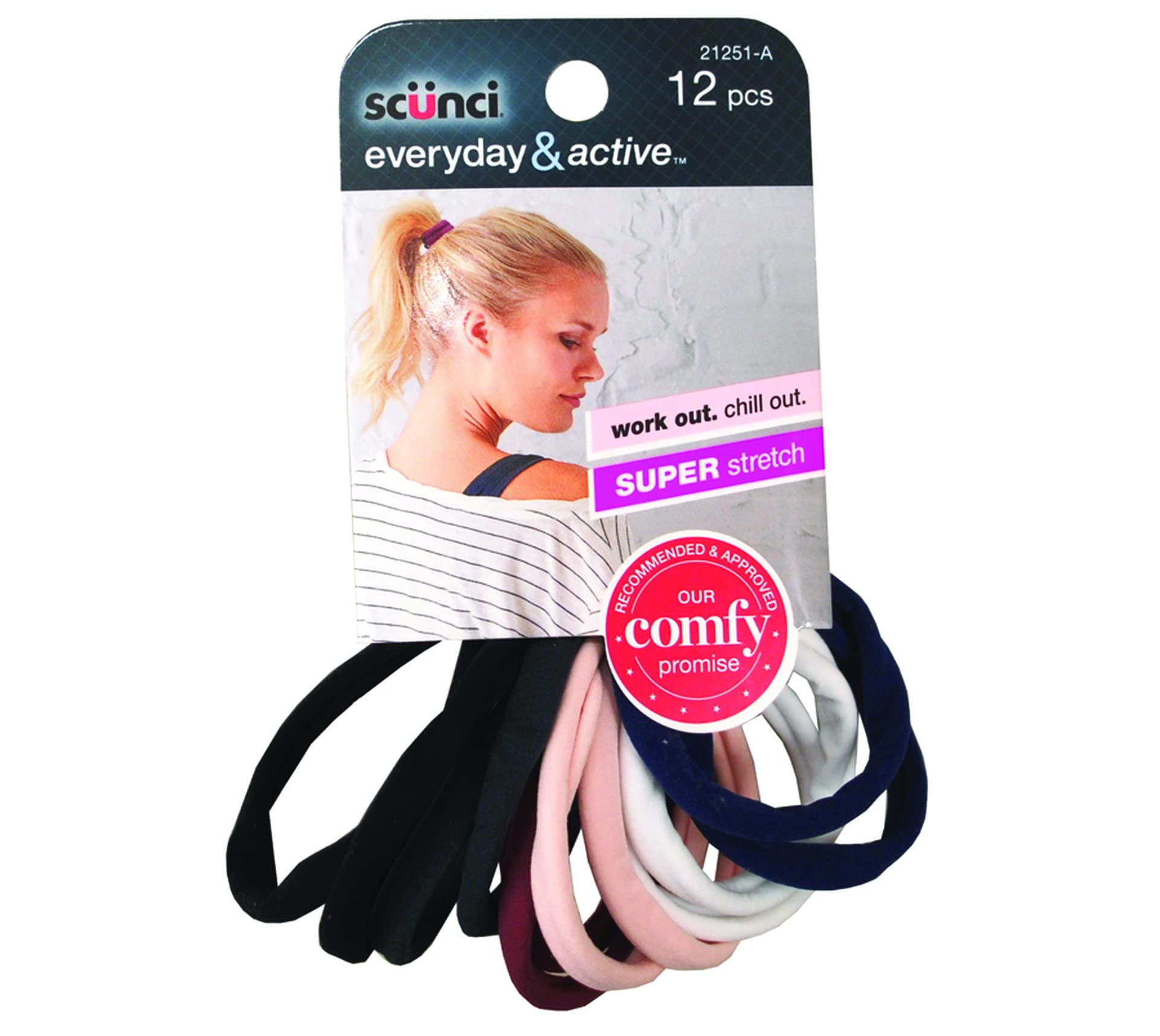Scunci Everyday & Active Work Out Chill Out Super Stretch Comfy (Pack of 14)