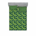 thumbnail image 2 of Ambesonne Leaves Fitted Sheet & Pillow Sham Set, Palms on Aztec Background, Twinxl, Yellow Green Jade Green, 2 of 3