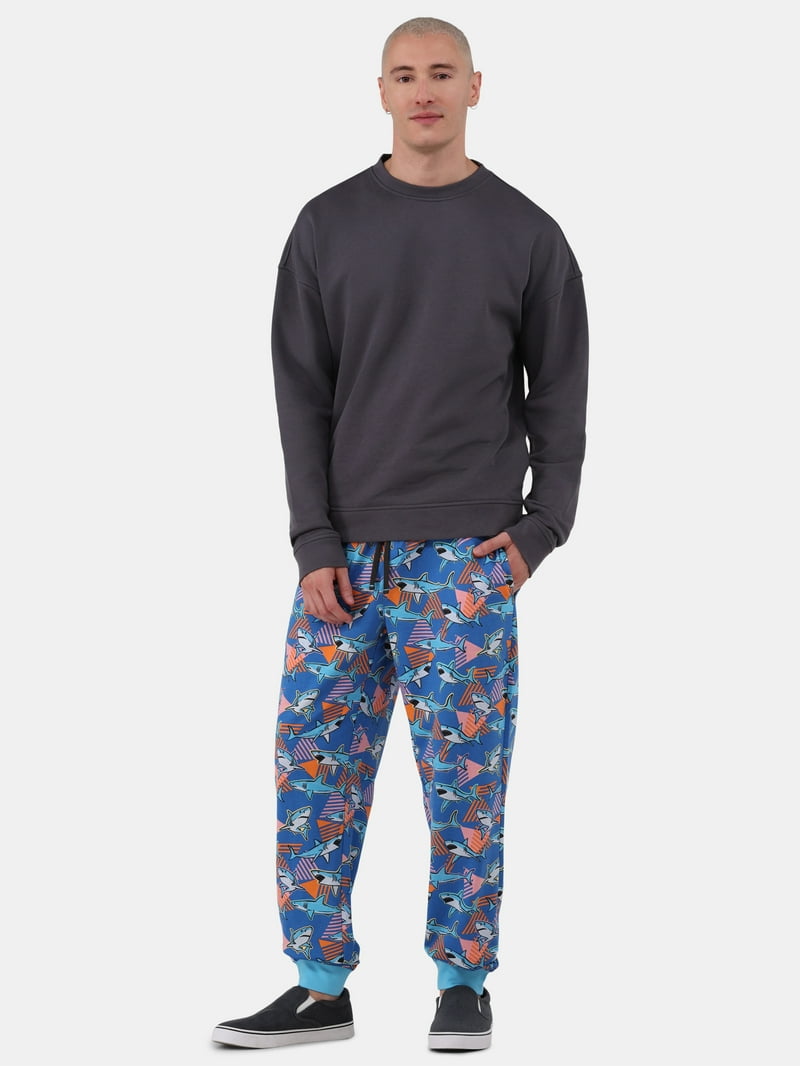 No Boundaries Men's Lounge Joggers with Shark Graphic Print Sizes