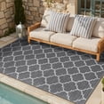 thumbnail image 3 of DEORAB Outdoor Rug 5'x 8' Polypropylene Surface Washable UV-Resistant Carpet Patio Deck Porch，Grey, 3 of 12