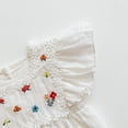 thumbnail image 5 of LYMAYTER Newborn Baby Girls Smocked Bubble Romper Ruffle Sleeveless Flower Vintage Bodysuit 3-24M, 5 of 8