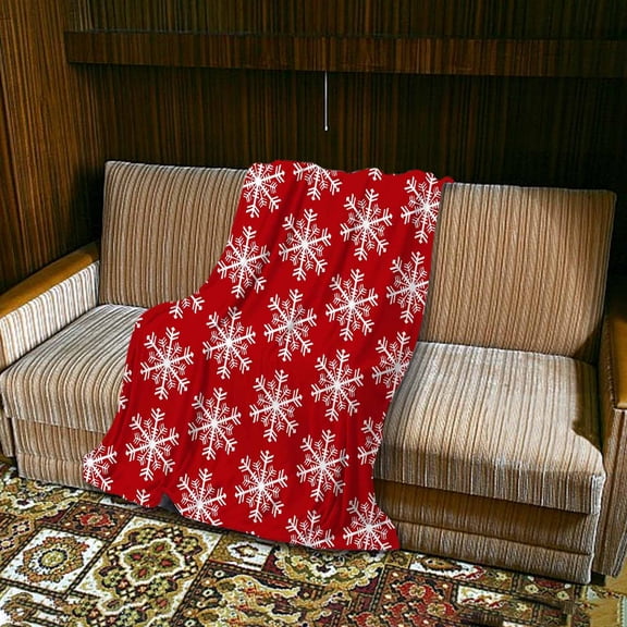 Kugisaki Christmas Flannel Throw Blanket, Snowflake Soft Warm Cozy Christmas Blanket, Lightweight Fleece Blankets for Couch Sofa Bed Office Living Room,75*100cm