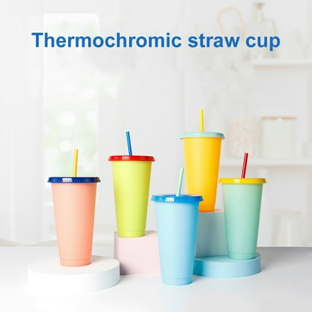 

chaolangshun 5Pcs/Set Cup Eco-friendly Heat Resistant Plastic Color Changing Cup for Travle