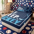 thumbnail image 2 of Meiyoeat Eat Sleep Hockey Print Zipper Full Size Comforter Sets with Fitted Sheet and 2 Pillowcases, Ball Gamer Zipper Bedding Set, Navy Light Blue,4pcs,Navy Blue Reversible, 2 of 6