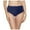 Navy Blue, variant on Women's High Waist Retro Swim Bottom - Full Coverage Bikini Briefs with Nylon Spandex, Basic Solid Design