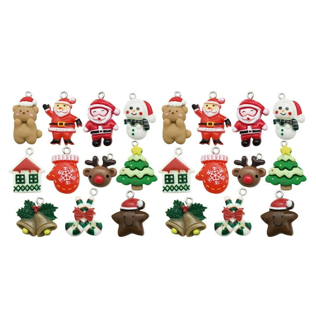 22x colgantes de Navidad surtidos de dijes de Navidad decoración colgante suministros para manualidades para collares llavero vacaciones