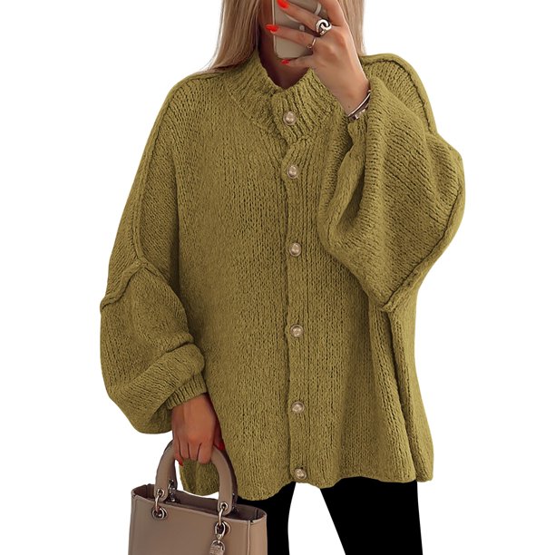 Suéter PRETTYGARDEN Cardigan de Punto Grueso con Botones XL