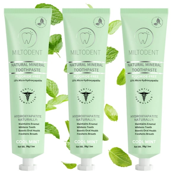 MILTODENT Premium Hydroxyapatite Toothpaste –15% Micro-Hydroxyapatite | Fluoride-Free, Best Taste, Foam-Free, Natural Mineralizing| Safe Alterna