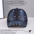 thumbnail image 3 of Ljudmp Womens Mens Vintage Washed Denim Rhinestone Baseball Cap Distressed Frayed Brim Bling Crystal Studded Cowboy Hat Adjustable Sun Hat Dark Blue Pattern C, 3 of 4