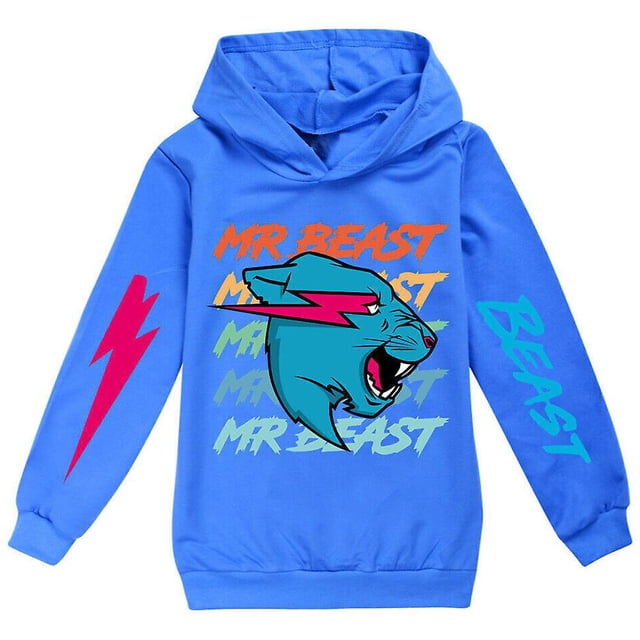 Mr Beast Lightning Cat Teens Kids Print Sudadera con capucha clásica Casual Manga larga Sudadera con capucha Tops para niños Niñas