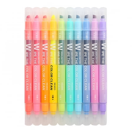 CCOCC 10 Colors Erasable Highlighters Assorted Colors Wide and Fine Tips Friction Highlighters Pastel Marker Set for Highlighting in Student Office 2Ml,10X Highlighter