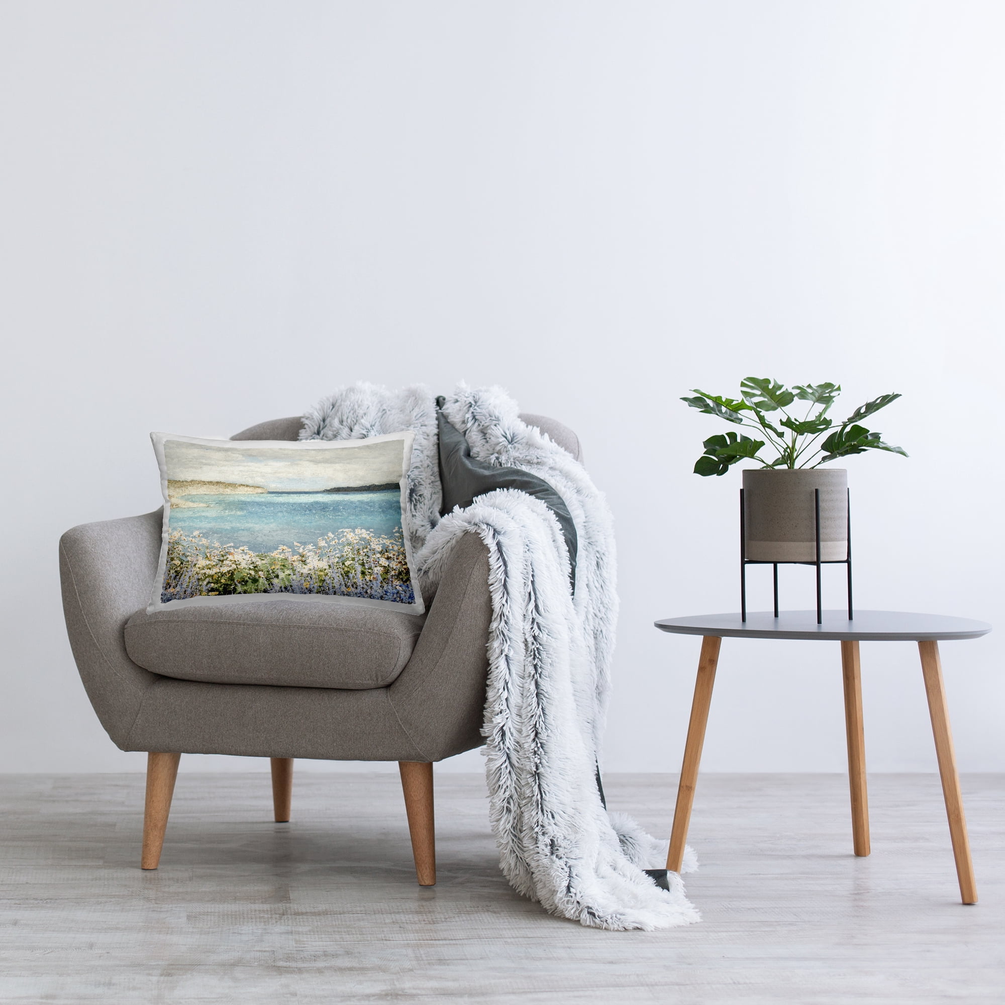 Stupell Industries Daisy Field over Sea Decorative Printed Throw Pillow Design by Amber Sterling.
