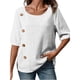 thumbnail image 2 of Camiseta Informal Holgada de Corta con Cuello Redondo y Botones de Algodón y para Mujer, Estilo Formal y de Trabajo M, 2 of 7