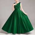 thumbnail image 5 of Girls' Sequin Embellished Satin Sleeveless Dress, Elegant formal gown for recitals, weddings and special occasions, 0-13 Years Green 9-10 Years, 5 of 7