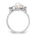 thumbnail image 2 of Solid 14k White Gold 5.5mm Freshwater Cultured Pearl Diamond Ring Band Size 8 (.024 cttw.), 2 of 6