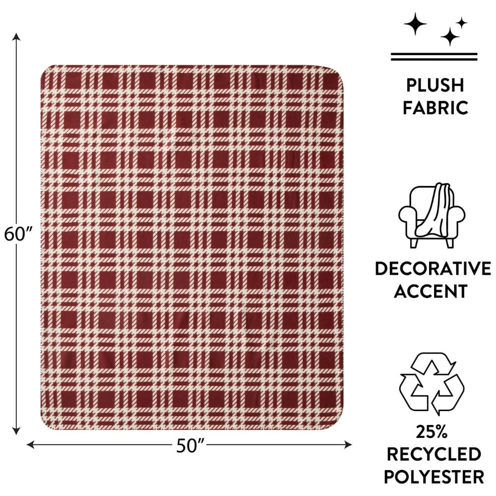 Mainstays Red Plaid Fleece Throw