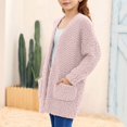 thumbnail image 5 of GiLiling Girls Cardigan Open Front Popcorn Knit Long Sleeve Sweaters Coat Fuzzy Knit Outwear with Pockets Warm Winter Cardigans (Pink, 5-6 Years), 5 of 6