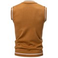 thumbnail image 2 of Men's Slim Fit V-Neck Cable Knit Sweater Vest Casual Striped Trim Pullover Tank Top, 2 of 8