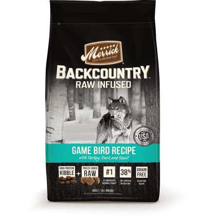 Merrick Backcountry Grain-Free Raw Infused Game Bird Recipe Dry Dog Food, 12 (Best Dog Food For Bird Dogs)