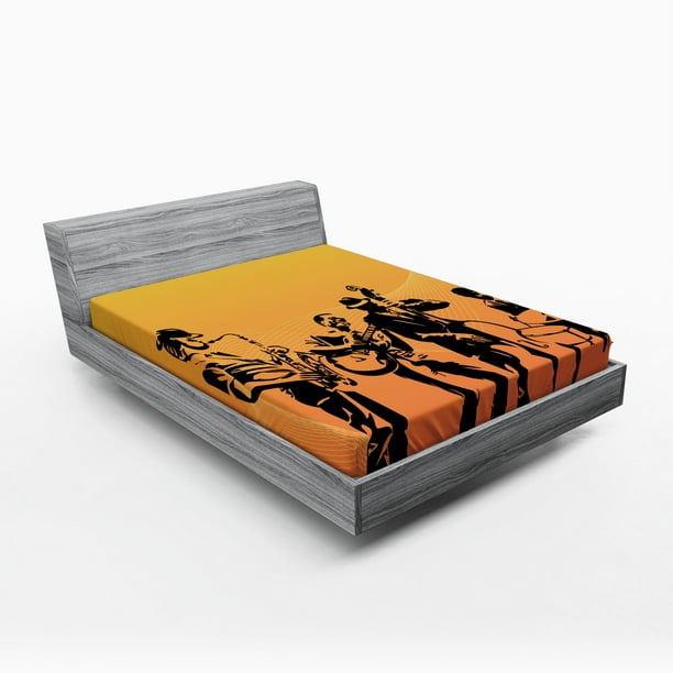 Jazz Music Fitted Sheet Silhouette of Jazz Quartet ...