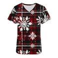 thumbnail image 6 of Wowcloth Women's Short Sleeve V-Neck Scrub Top with Christmas Print Pocket for Healthcare Work and Casual Wear, 6 of 7