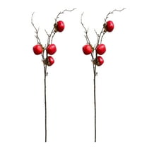 Set of 2 Artificial Persimmon Branches - Lifelike Decorative Stems, 30 inches Tall
