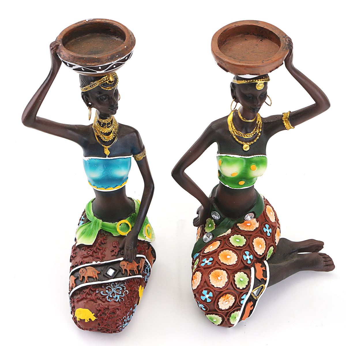 African Women Beauty Lady Decorative Statue Home Decor Resin Figurine Craft 