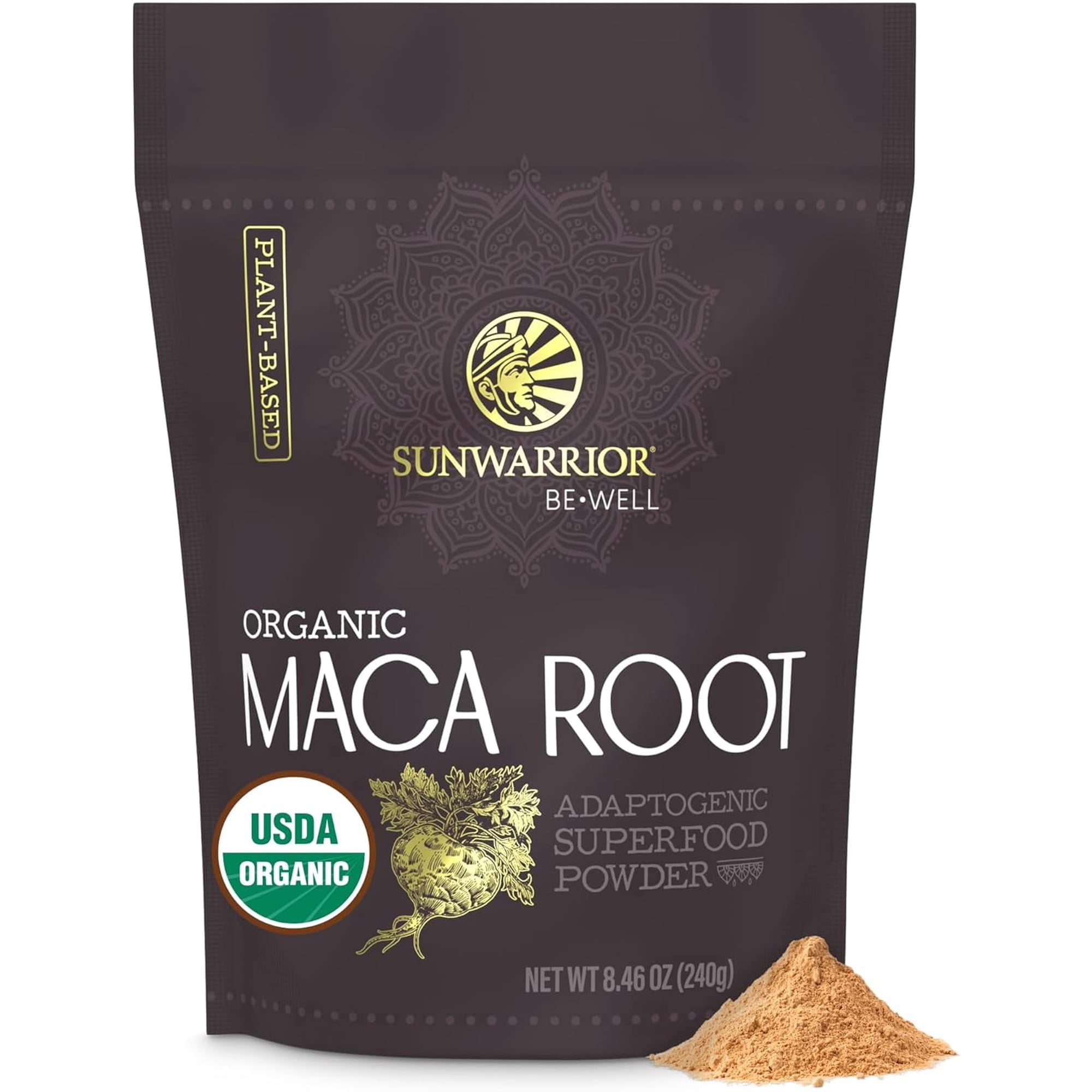 Sunwarrior Organic Maca Root Powder Yellow – 8 grams of Adaptogenic Organic Superfood per Serving Supports Energy, Stamina, Mood & Balance