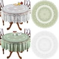 thumbnail image 1 of MORESEC under $5 1Pcs Lace Kitchen Tablecloth,White or Cream Polyester Fabric Round Shape, Floral Pattern for Elegant Dining, Washable Design for Long Term Use, 1 of 9