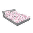 thumbnail image 2 of Dreamy Floral Fitted Sheet & Pillow Sham Set, Vintage Flowers Boho with Soft Colors on Leafy Design Back Print, Decorative Printed 3 Piece Bedding Decor, Queen, Pastel Pink Grey Pink, by Ambesonne, 2 of 2