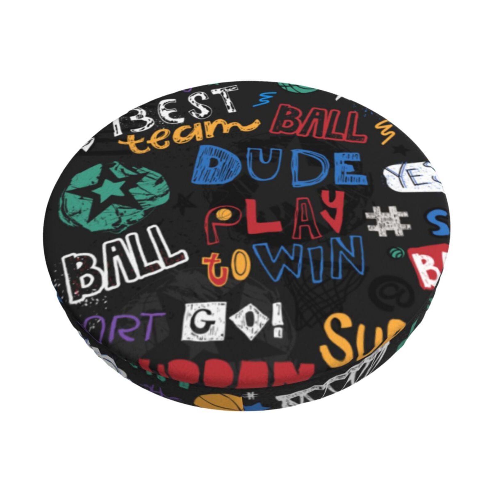 Easygdp Basketball Print Easy To Install Bar Stool Covers&Stool Covers Round&Elastic Stool Cover, Barstool Covers,Washable&Bottom With Elastic Edge-13 inch