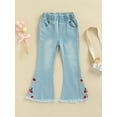 thumbnail image 2 of aturustex Toddler Baby Girl Jeans Butterfly Cherry Embroidery Bell Bottoms Spring Fall Clothes (Blue, 12 Months-6 Years), 2 of 8