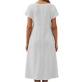 thumbnail image 3 of Avolia Plus Size Women Short Sleeve Dress with Pockets Pleats Round Neck Lightweight Casual Wear White XXXXL, 3 of 7