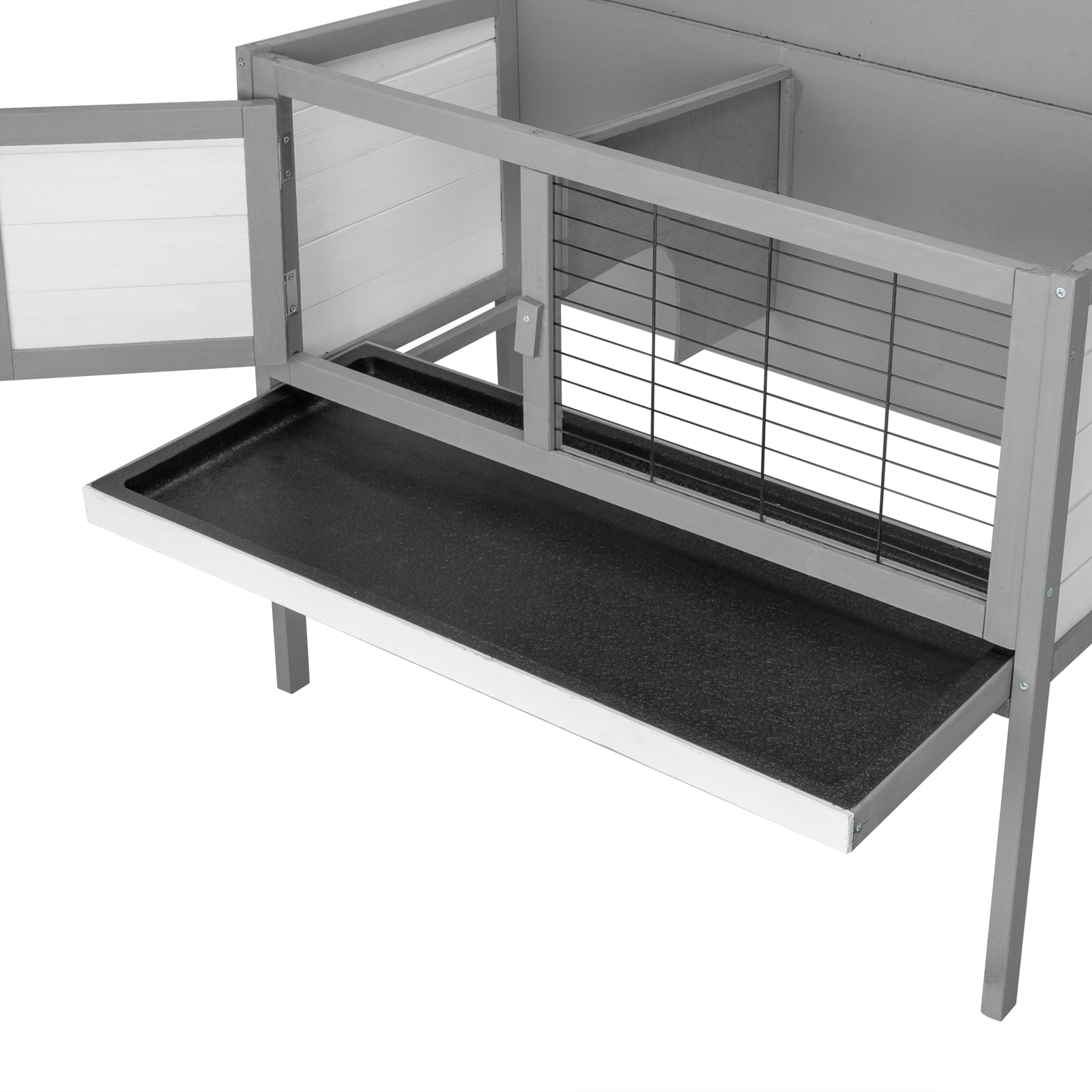 ZephyPaws Rabbit Hutch,36" Single Deck Waterproof Wooden Chicken Coop Wire Hen Quail House Indoor Outdoor Use,Bunny Cage Small Pet Animal Poultry Cage (Gray)