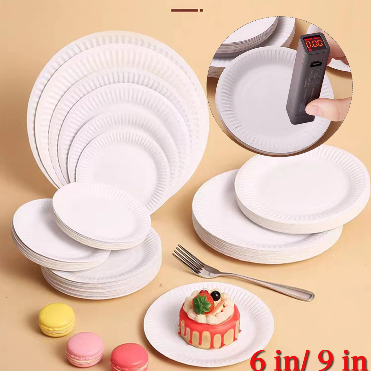 6 Inch/9Inch Paper Plates Uncoated, Disposable Plates Paper Plate