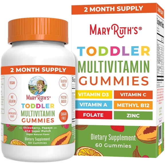 MaryRuth's Toddler Multivitamin Gummies, Strawberry, Papaya & Super Punch Flavor, 60 Ct