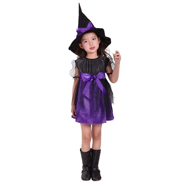 Penkiiy Robe de Fête Cosplay pour Enfants Filles Tenues Cosplay Robes de Fête+chapeau Chapeau Vêtements