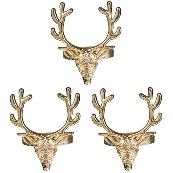 BERTDOMD 12 Pcs Christmas Deer Napkin Alloy Napkin Holder Set Holiday Party Table Decor