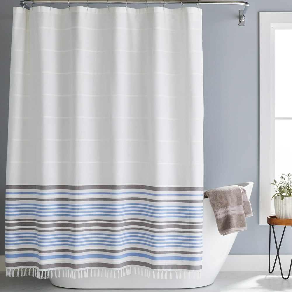 Better Homes & Gardens Turkish Stripe Polyester/Cotton Shower Curtain, Multicolor, 72"x72