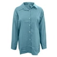 thumbnail image 5 of outfmvch long sleeve shirts for women solid sleeve long loose size button plus casual shirt womens tops light blue, 5 of 5